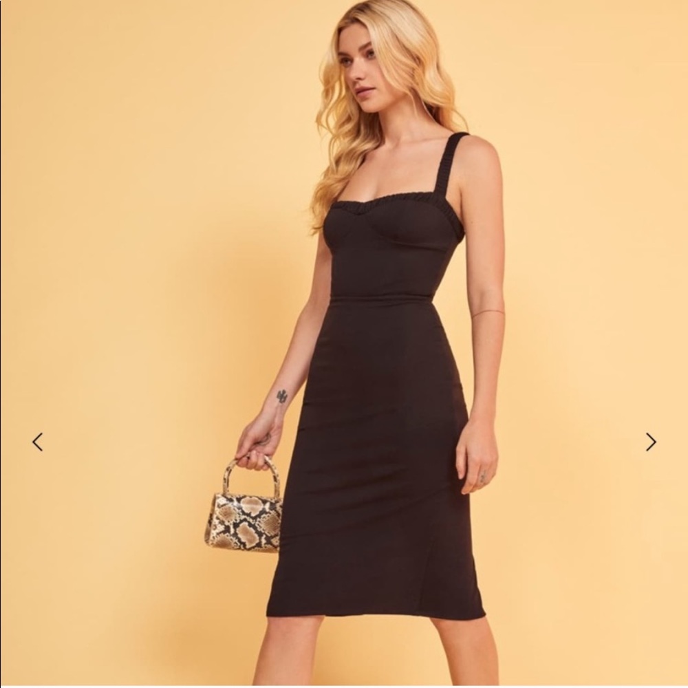 Reformation Black Midi Dress
